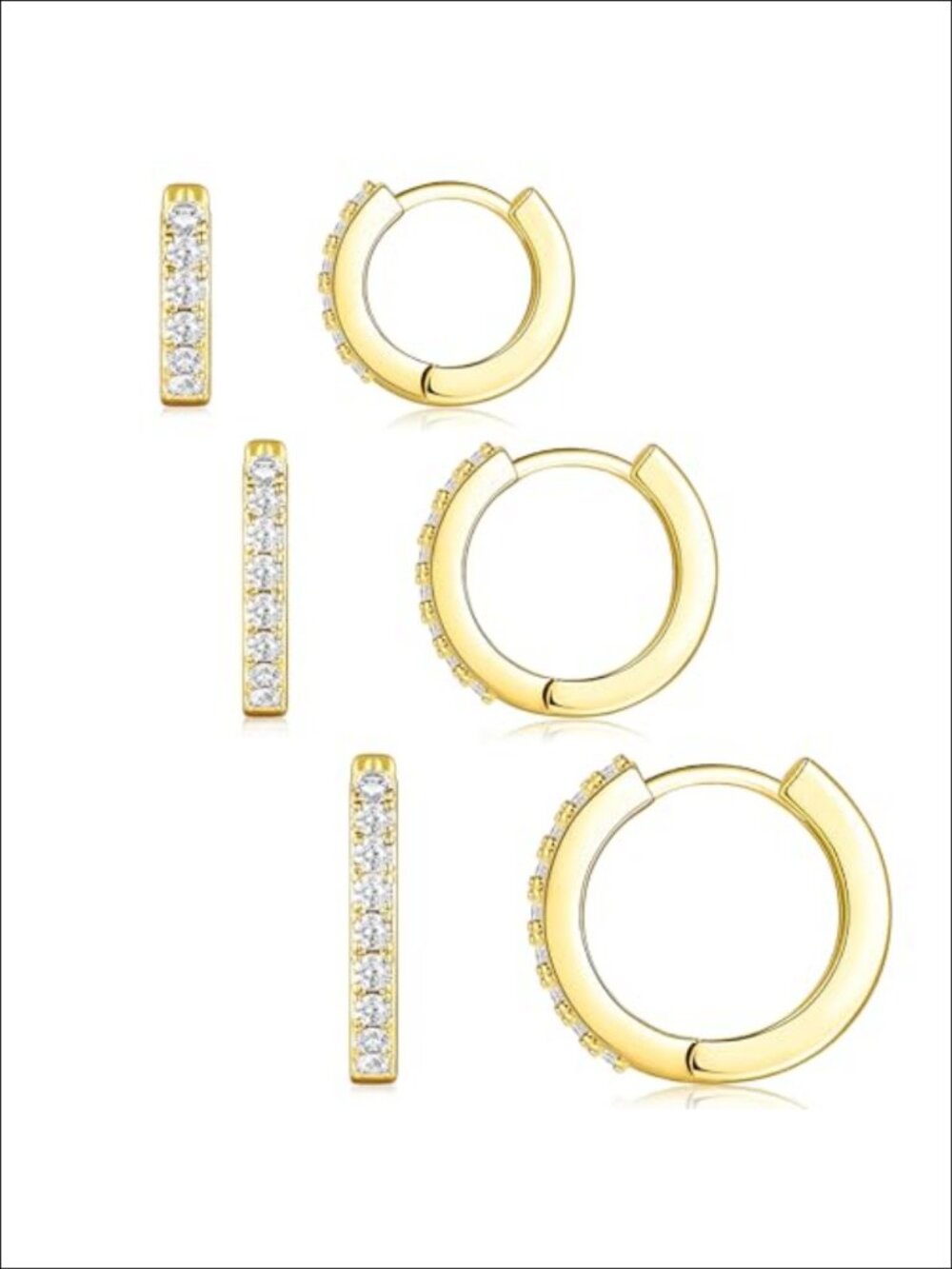 Sterling Silver 14K Gold Plated Huggie Hoop Earrings Set Hypoallergenic